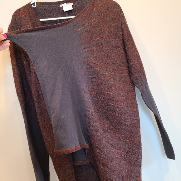 Sarah Pacini Cardigan Sweater Open Front Maroon Womens One Size - Picture 3 of 8